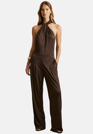 Reiss REGULAR FIT - CLAUDIA HALTER NECK WIDE LEG - Buksedragter - chocolate