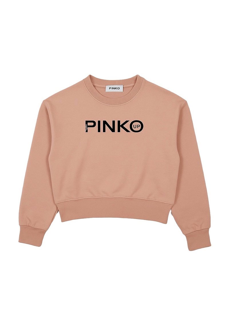 Felpa pesca realizzata in morbido cotone misto. Caratterizzata da un collo rotondo, polsini a coste e logo "PINKO UP" in nero sulla parte anteriore.
