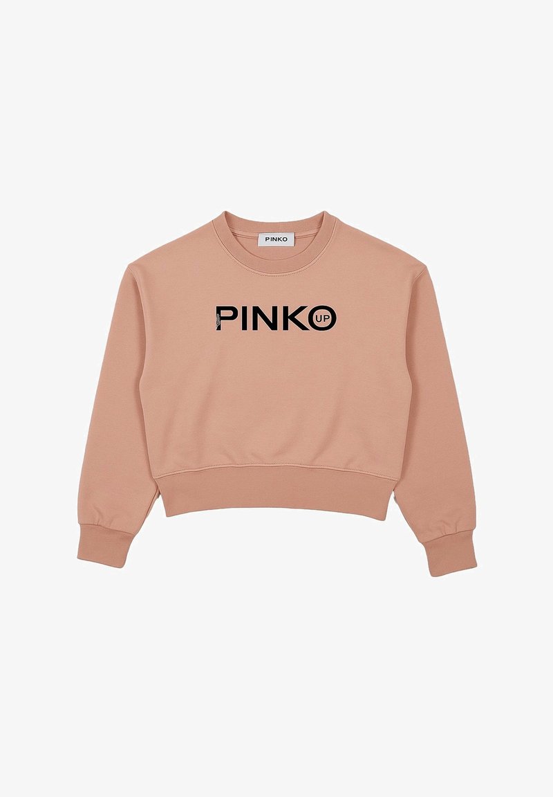 Felpa pesca realizzata in morbido cotone misto. Caratterizzata da un collo rotondo, polsini a coste e logo "PINKO UP" in nero sulla parte anteriore.