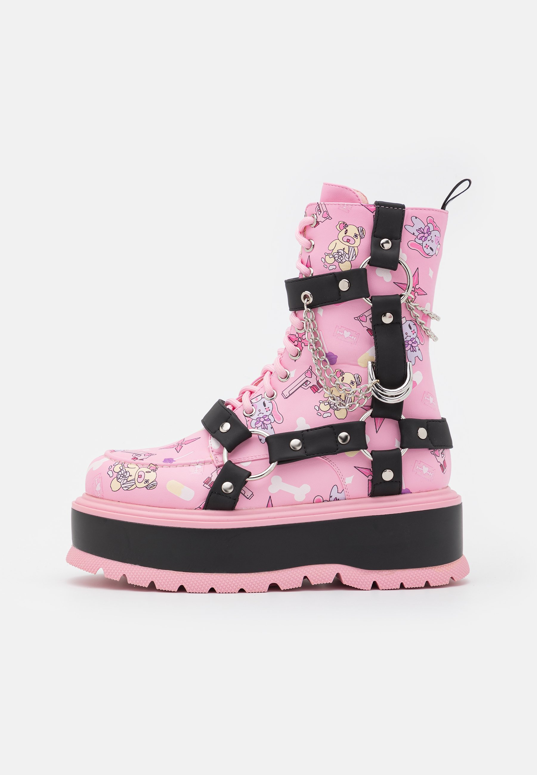 Koi Footwear VEGAN YAMI - Cowboy-/Bikerlaarsjes - black/pink/donkerroze -  Zalando.nl