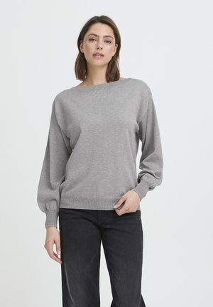 BOAT NECK - Pulóver - light grey melange
