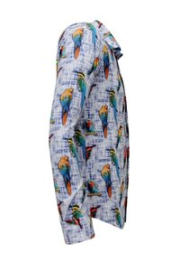 Kleurvolle langarmige shirt van lichtgewicht stof, met een blauw-wit vogelpatroon, met een relaxte pasvorm en een button-down kraag.