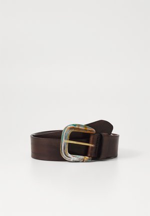 LEATHER MULTICOLOR BUCKLE - Belt - dark brown