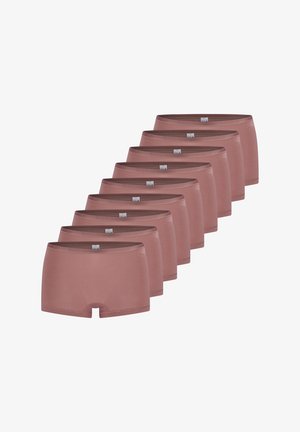 Satz aus acht Herrenboxershorts in einem gedämpften Rosaton. Hergestellt aus weichem Stoff mit glatter Textur und elastischem Bund.