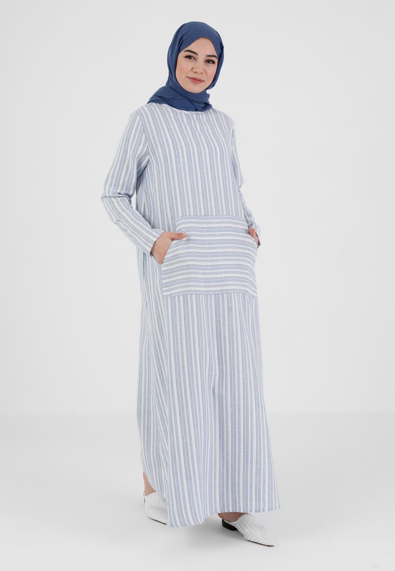 Modanisa Blue Modanisa BLUE - STRIPE - CREW NECK - UNLINED - Robe longue - blue/bleu ...