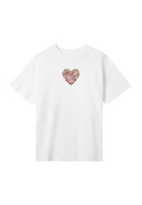 F4NT4STIC BLUMEN HERZ BESTICKT - Print T-shirt - weiß