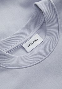 Jasnoszara bluza z okrągłym dekoltem o rypsowym wykończeniu oraz metką z logo, prezentująca gładką fakturę z estetycznymi szczegółami szwów.