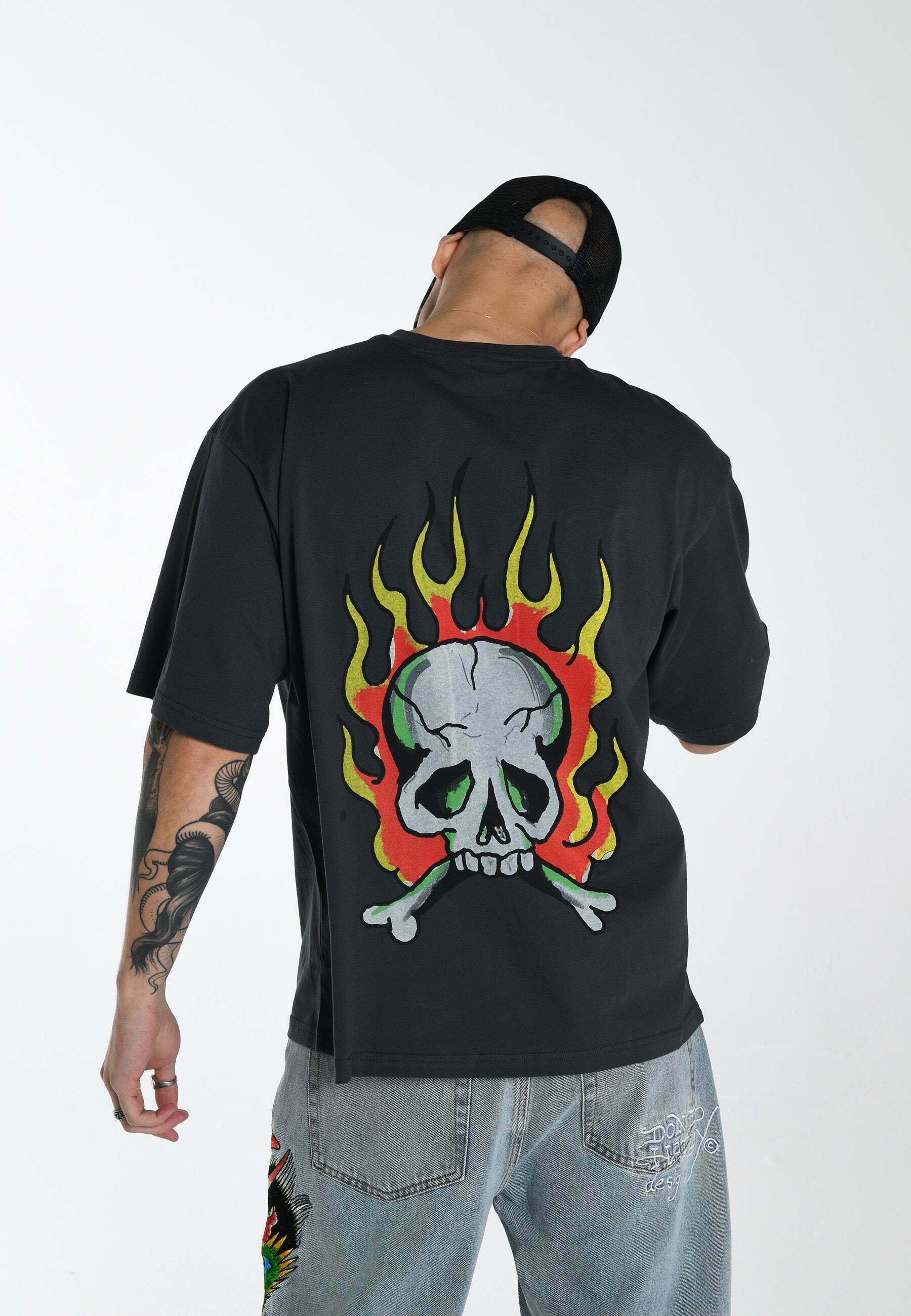 Ed Hardy SKULL-FLAME - Print T-shirt - black - Zalando.ie
