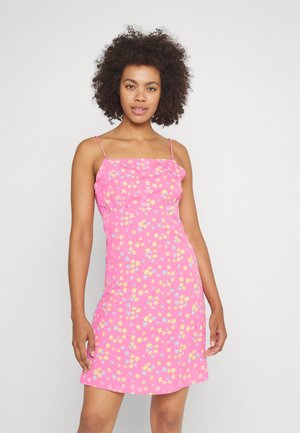 Pieces PCHUMUNA STRING SHORT DRESS  - Φόρεμα ημέρας - fuchsia pink/blue/limelight