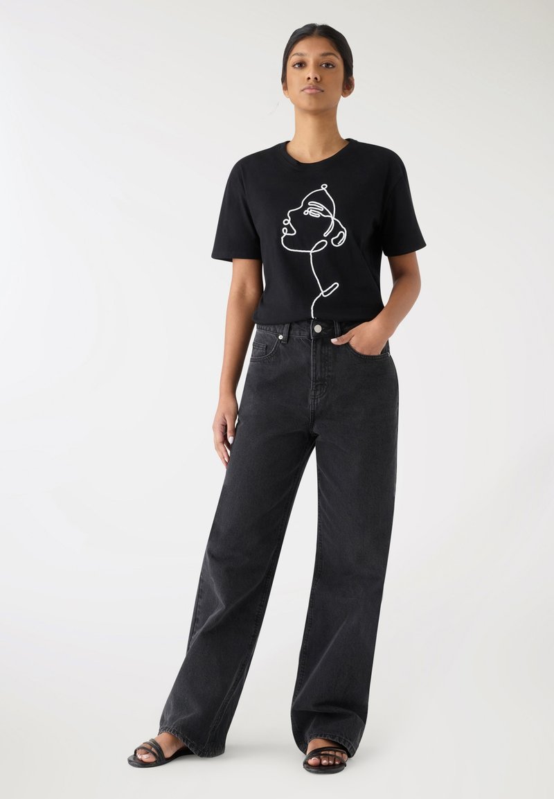 flintronic Maglietta a Manica Lunga Donna, Basic Girocollo, Aderente, T- Shirt Crop Top Camicetta Estetica-Nero/S