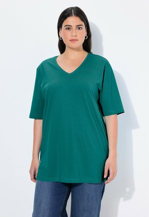 Ulla Popken PLUS SIZE RELAXED FIT V-NECK TEE  - T-Shirt basic - petrol