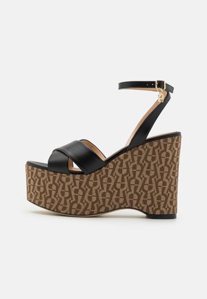 PAULINE - Sandalen met plateauzool - black/fango