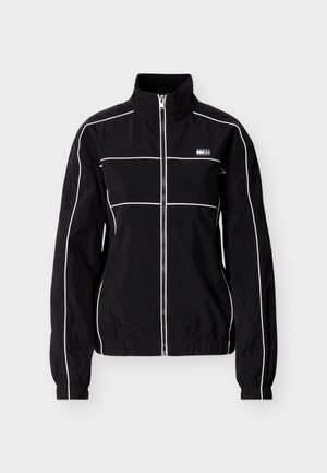 Μαύρο ελαφρύ μπουφάν με ψηλό γιακά, κλείσιμο με φερμουάρ και λευκά διακοσμητικά περιθώρια. Διαθέτει ελαστικά μανίκια και μαρκάρισμα με λογότυπο στο στήθος.