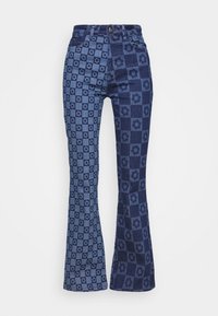 Jaded London FLOWER DISCHARGE PRINT WITH HEART BUTTON - Calças de ganga bootcut - blue