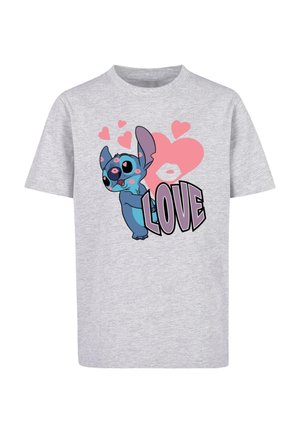 LILO AND STITCH - LOVE HEARTS  - T-shirt imprimé - heather grey