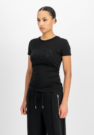 Alpha Industries, RHINESTONE WORLD LOGO T-SHIRT W - Print T-shirt - black