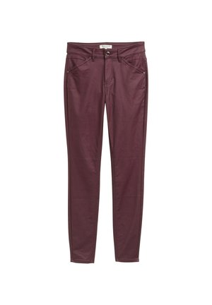 Burgundy skinny jeans gjorda av en elastisk bomullsblandning, med fem fickor, subtil söm och knäppning i midjan.