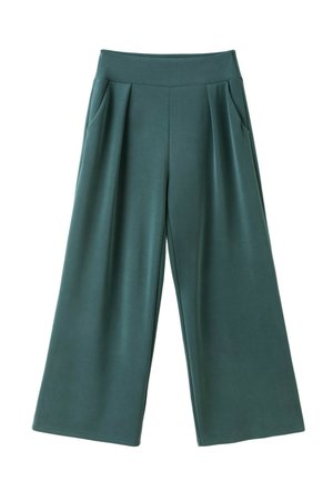 Stradivarius, SOFT-TOUCH WIDE-LEG TROUSERS WITH DARTS - Bukser - dark green