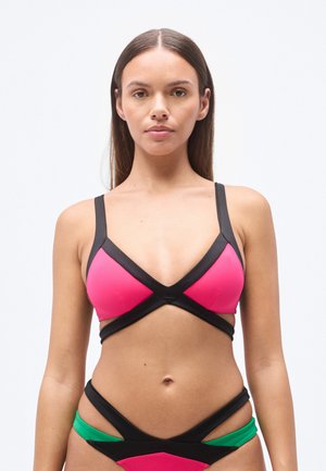 MAZZY - Sutien costum de baie din două piese - black/green/pink