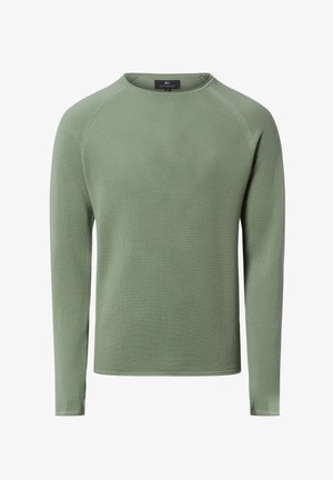 Trui met lange mouwen in lichtgroen, textuurstof, ronde halslijn, met geribbelde boorden en zoom, voorzien van raglanmouwen voor een ontspannen pasvorm.