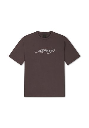 Ed Hardy, MENS WEBBED SKULL GRAPHIC RELAXED T-SHIRT - T-shirt imprimé - brown