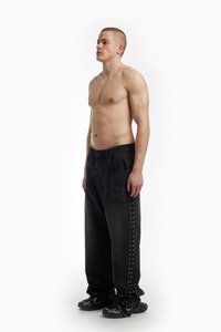 FAVELA RIVET UNISEX - Bő szabású farmernadrág - black