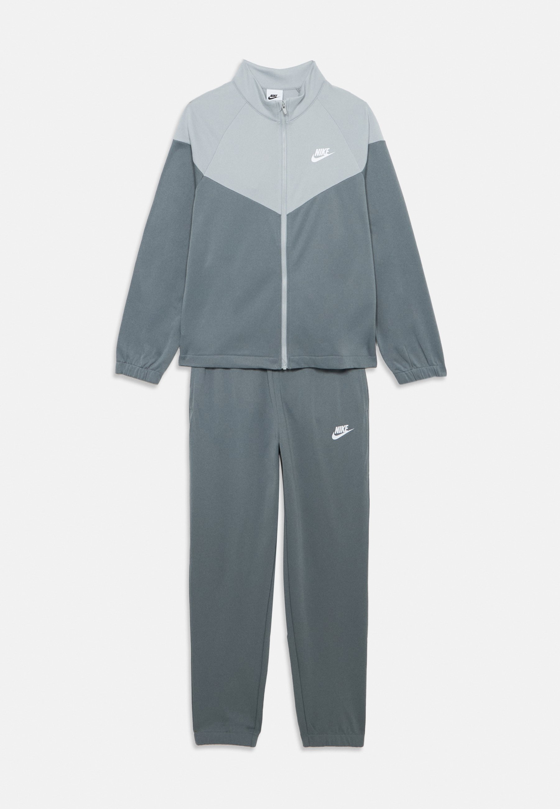 grey and blue nike tracksuit