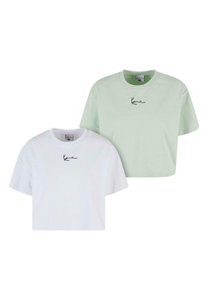 Karl Kani SMALL SIGNATURE 2-PACK ESSENTIAL CROP - T-shirt med print - white light mint