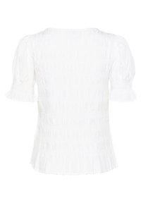 Witte top met een smock-textuur, voorzien van korte pofmouwen, een ronde halslijn en een gerimpelde zoom. Lichtgewicht stof zorgt voor een zachte val.