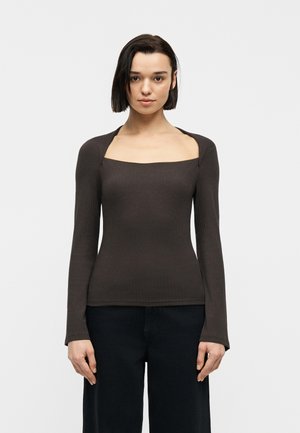 WIDE ENVELOPE NECK - Μπλούζα με μακριά μανίκια - terra brown