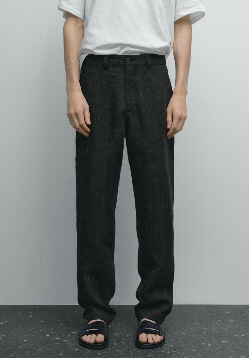 Massimo Dutti - WITH CHECK DETAIL  - Chinos - mottled dark blue, Enlarge