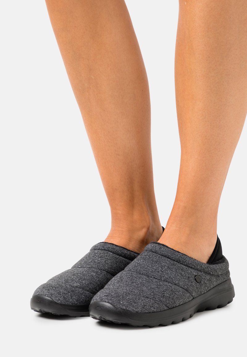 Skechers GO WALK LOUNGE Slippers Black gray grey Zalando co uk