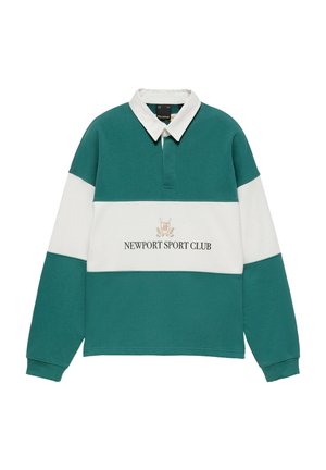 PULL&BEAR, NEWPORT SPORT CLUB PANELLED LONG SLEEVE - POLO SHIRT - Top s dlhým rukávom - mottled green