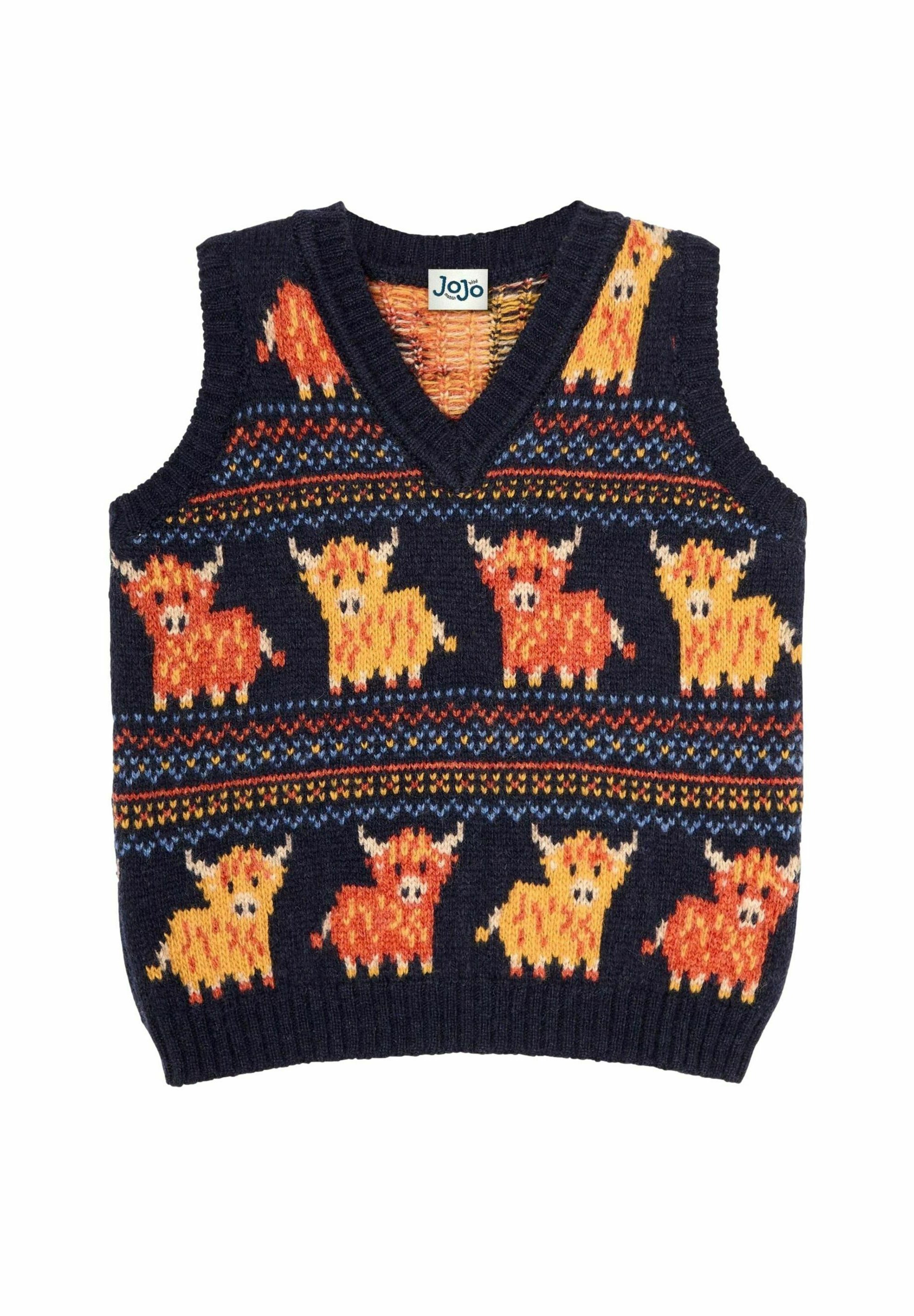 JoJo Maman Bébé HIGHLAND COW FAIR ISLE TANK REGULAR FIT