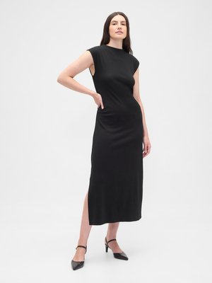 GAP V RUCHED HIGH NECK MAXI - Rochie din jerseu - black