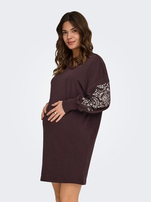 ONLY MATERNITY SWEATSHIRT-KLEID OLMALEXA KURZES KLEID - Vestito casual - chocolate plum