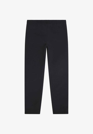 Schwarze Leggings aus elastischem Material mit glatter Textur. Merkmale einen elastischen Taillenbund und ein dezentes Logo-Detail am Saum.