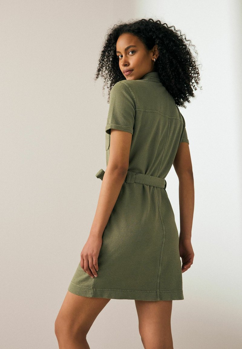Next SEERSUCKER BUTTON FRONT BELTED UTILITY  REGULAR FIT - Jerseykjole - khaki green