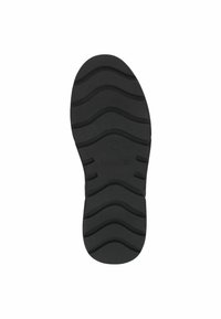 Suola di scarpa in gomma nera con un motivo di battistrada ondulato, dotata di scanalature per la trazione e dettagli del marchio "37" e "CAPRICE."