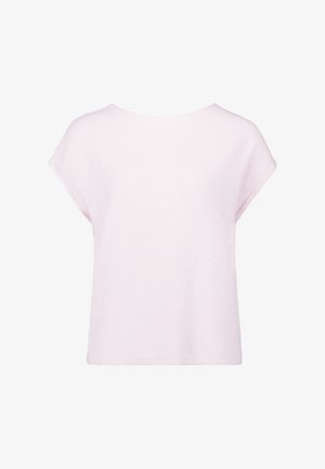 Lysrosa kortærmet bluse med afslappet pasform og blød tekstur. Simpelt design med bred halsudskæring og lige kant.