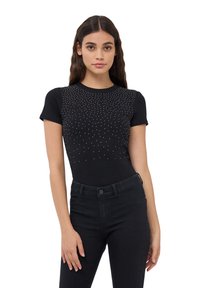 Terranova ELASTICIZZATA CON MICRO STRASS - T-shirt con stampa - nero