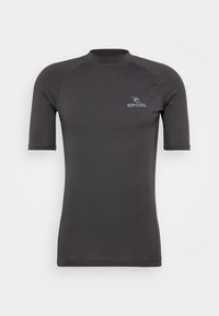 Korte mouw rash guard in donkergrijs met een ronde hals. Gemaakt van glad, rekbaar materiaal met een subtiele Rip Curl-logo op de borst.