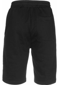 Sorte bomullshorts med avslappet passform, elastisk linning og én baklomme. Glatt tekstur og knelange design.