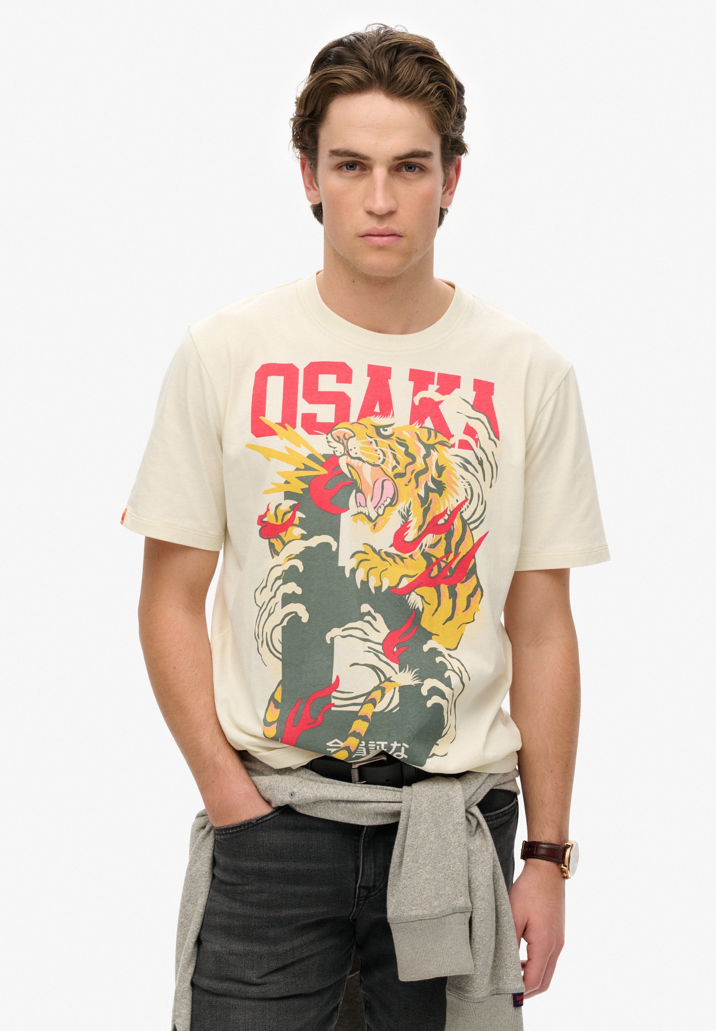 Superdry OSAKA - Print T-shirt - bone white/white - Zalando