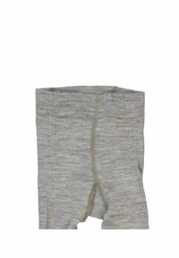 Grå leggings lavet af blødt, strækbart stof, med en bred taljeelastik og en glat overflade. Inkluderer en central søm for pasform.