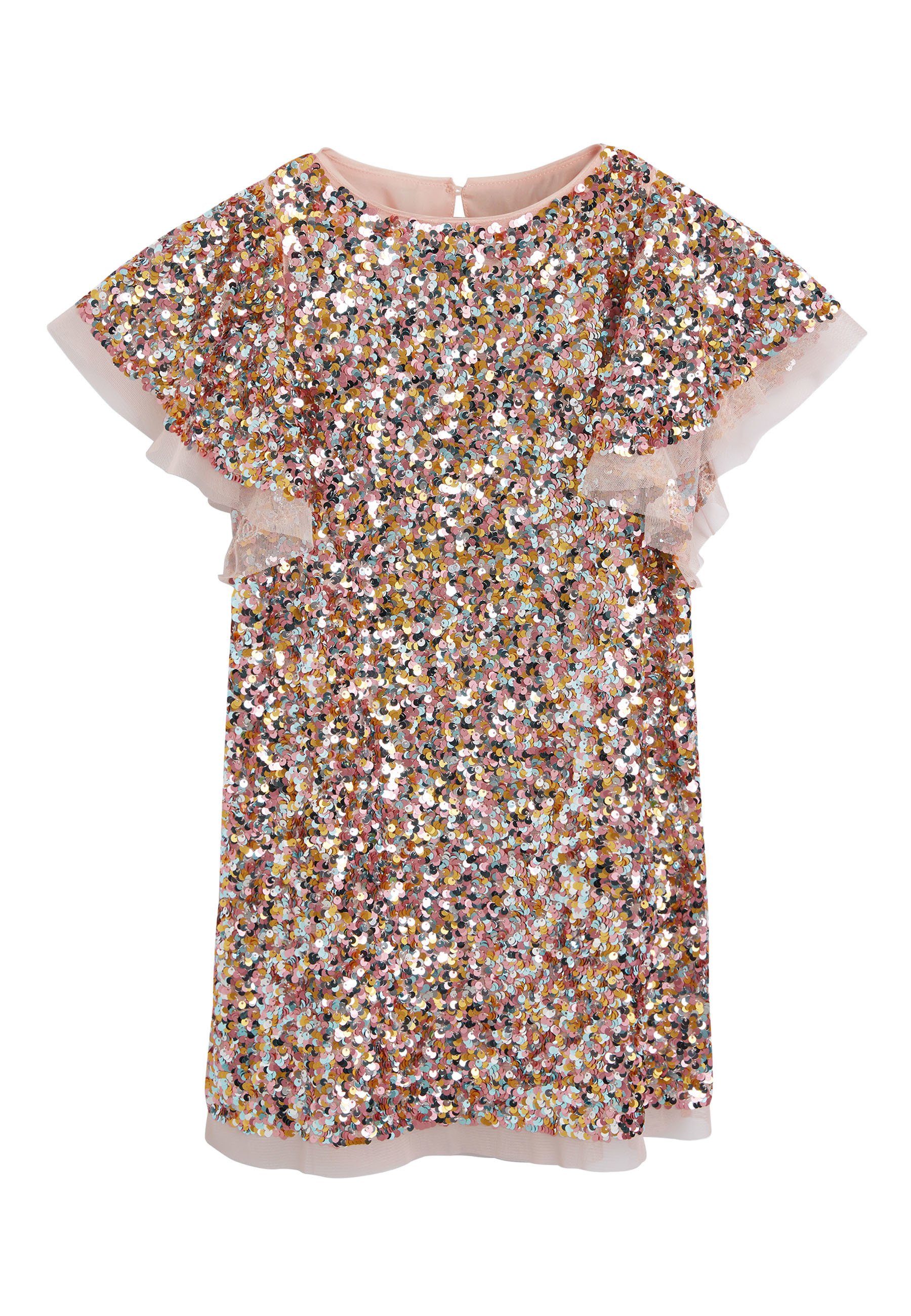 Next PINK FLOATY SLEEVE SEQUIN DRESS (3 