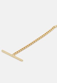Bracciale in catena d'oro con chiusura a T-bar. Caratterizzato da una catena fine e una rifinitura bar elegante e lucida. Design semplice e moderno.