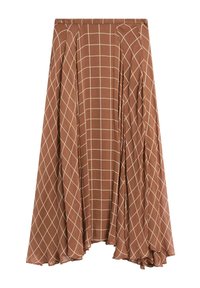 LONG FLOWING WITH CHECKED DETAIL - Jupe longue - brown