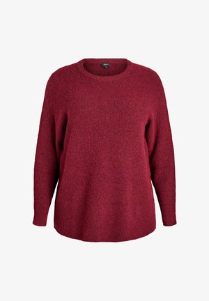 Maglione in maglia bordeaux con maniche lunghe, scollatura a girocollo e vestibilità rilassata, realizzato in tessuto testurizzato.