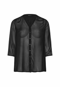 Yours Clothing SHEER NOTCH NECK - Camicetta - black